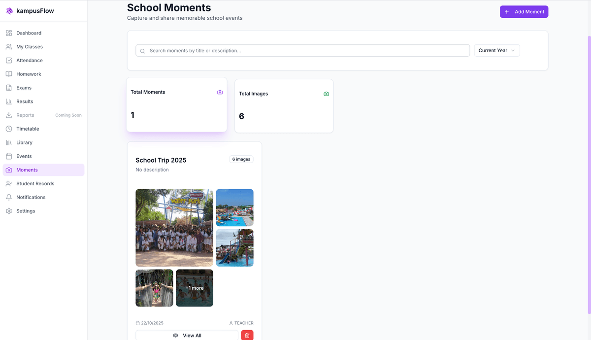 Moments - KampusFlow Feature