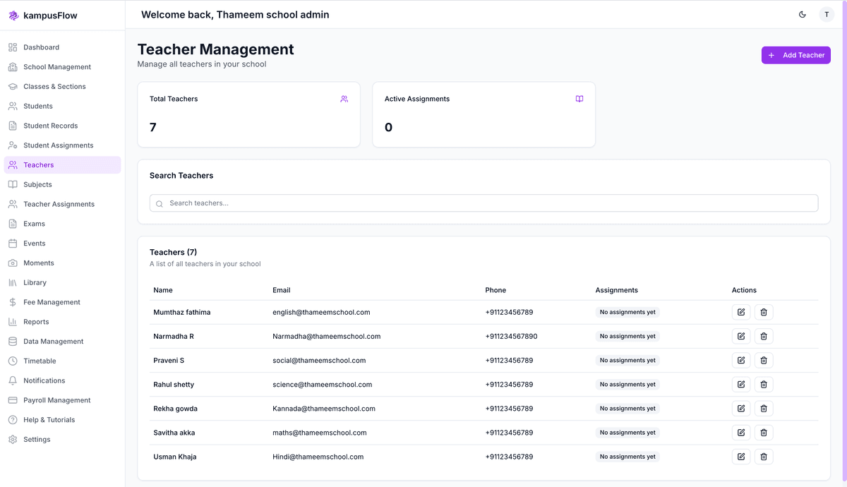 Staff Management - KampusFlow Feature